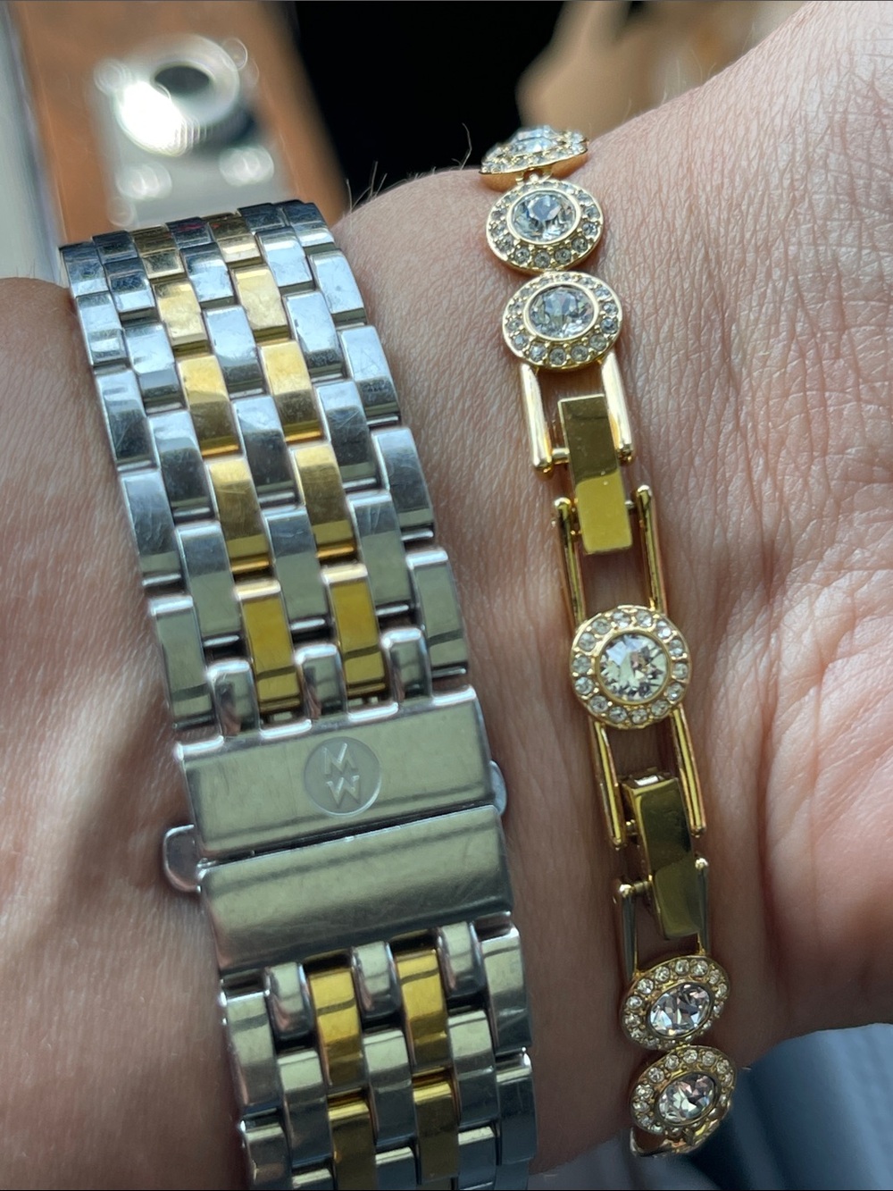 ❤️❤️❤️Michele Two-Tone Square Diamond-Trim Women’s Bracelet Watch❤️❤️❤️ - Picture 8 of 14